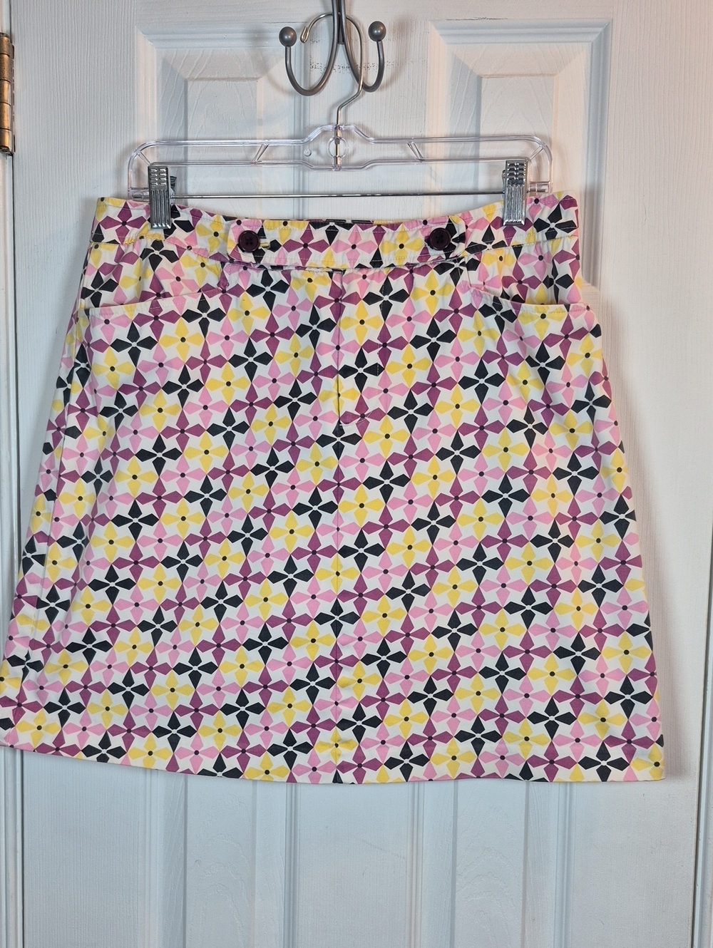 Fairway Greene Gold Skort Size 8 Women Geometric Print Sport Skirt Pink Yellow